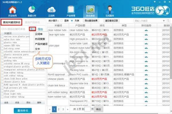 360旺店如何导入关键词查询排名