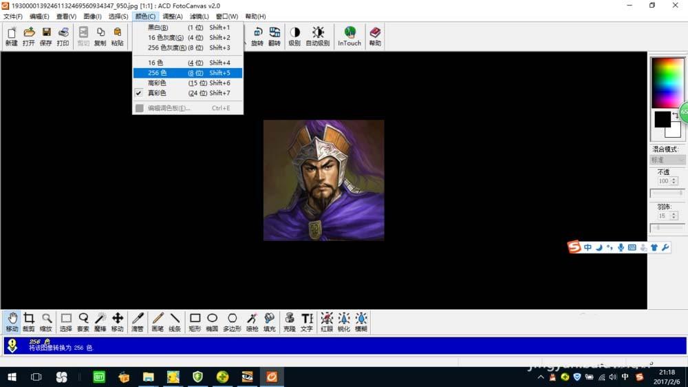 ACDsee10.0怎么将图片转换成256色灰度图像?
