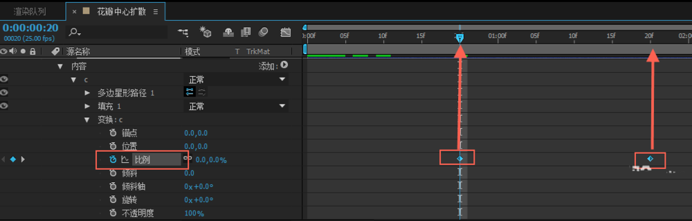 aecc2015怎么制作花瓣中心向外扩散的动画效果?