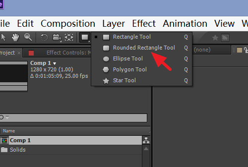 ae怎么使用圆角矩形工具修改圆角角度?