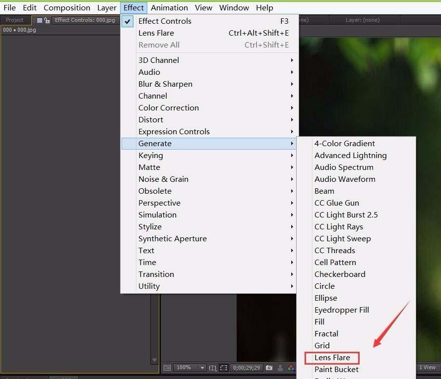 ae怎么给图片制作lens flare效果?