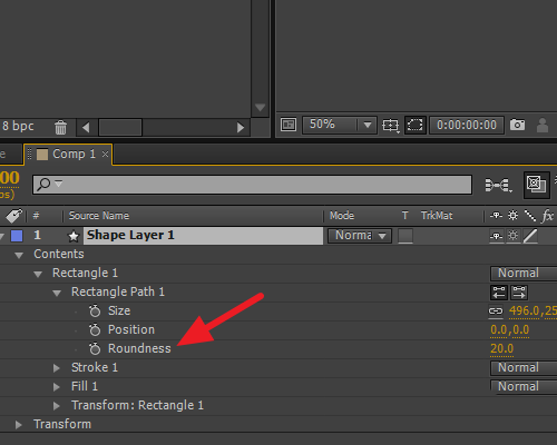 ae怎么使用圆角矩形工具修改圆角角度?