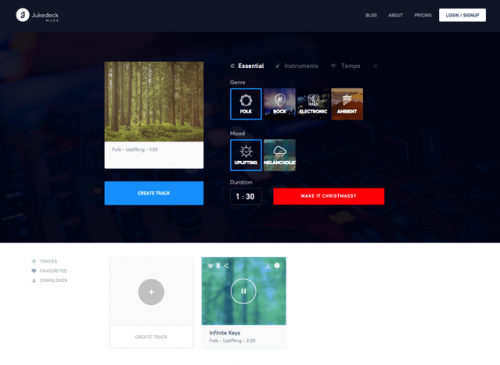 帮你在线快速生成音乐素材的JUKEDECK