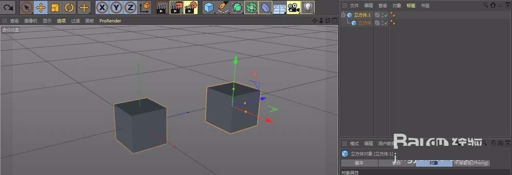c4d两个立方体怎么创建子父级?