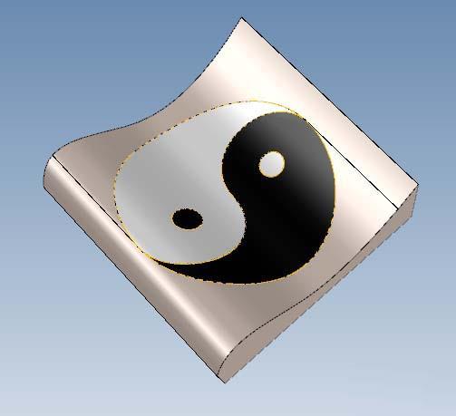 caxa3D怎么给曲面画太极图?