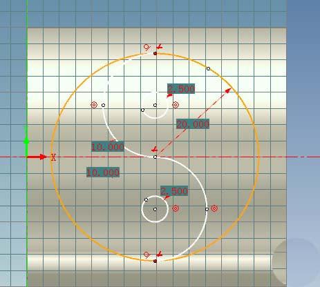 caxa3D怎么给曲面画太极图?