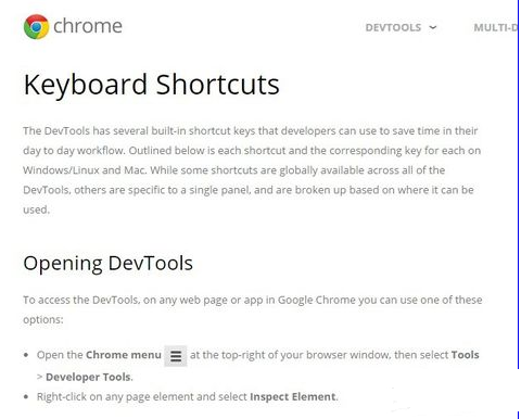 Chrome开发者工具审查元素如何使用快捷键？