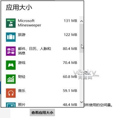 查看Win8系统应用所占空间大小
