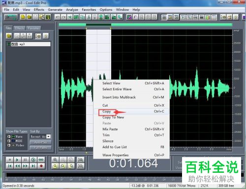 Cool Edit Pro如何复制、粘贴音频片段
