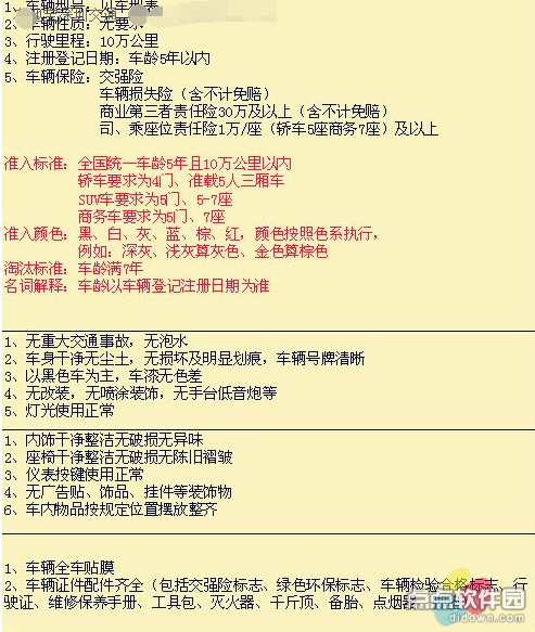 滴滴专车车型要求有哪些?