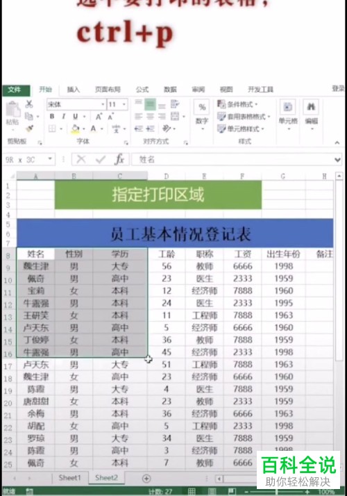 电脑excel怎么打印指定区域
