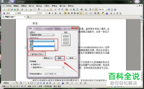 电脑wps文字软件内怎么完成文档页码的插入