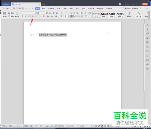 电脑WPS文档软件文字删除线怎么添加