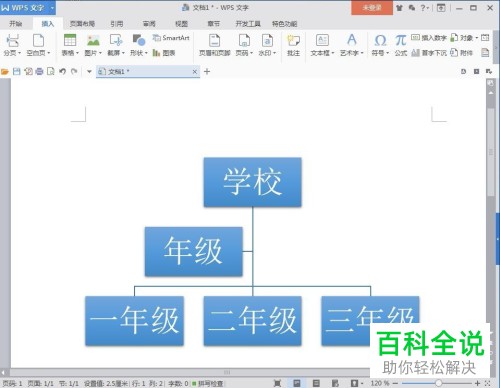 电脑WPS文档软件中组织结构图怎么插入