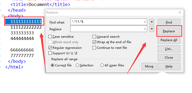 EditPlus怎么删除包含单词的一行数据?