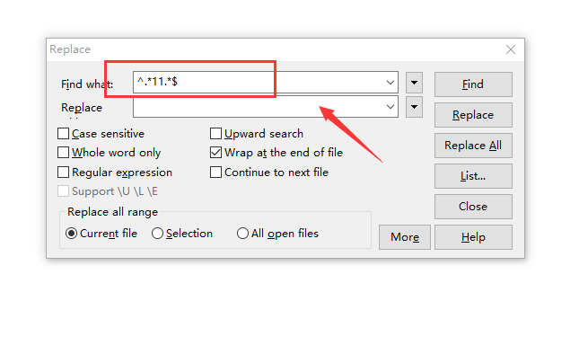 EditPlus怎么删除包含单词的一行数据?