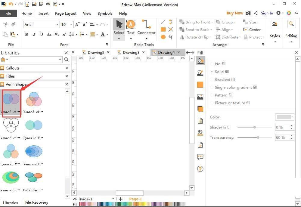 Edraw max亿图图示怎么创建维恩图?