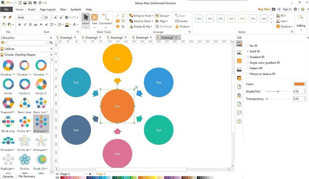 Edraw Max亿图图示怎么制作圆形图?