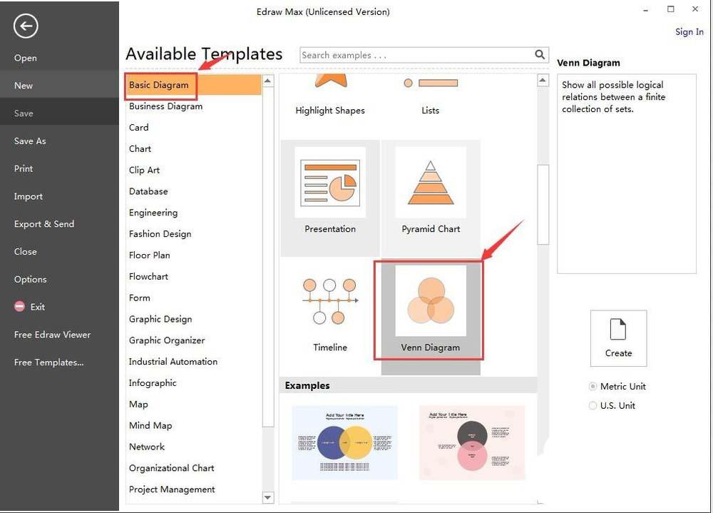Edraw max亿图图示怎么创建维恩图?