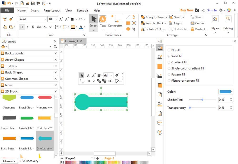 EdrawMax亿图图示怎么插入带有圆形的矩形?
