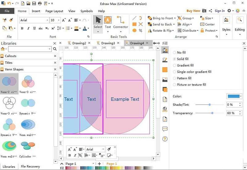 Edraw max亿图图示怎么创建维恩图?