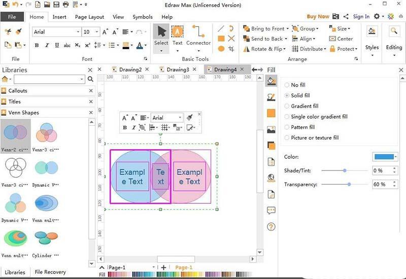 Edraw max亿图图示怎么创建维恩图?