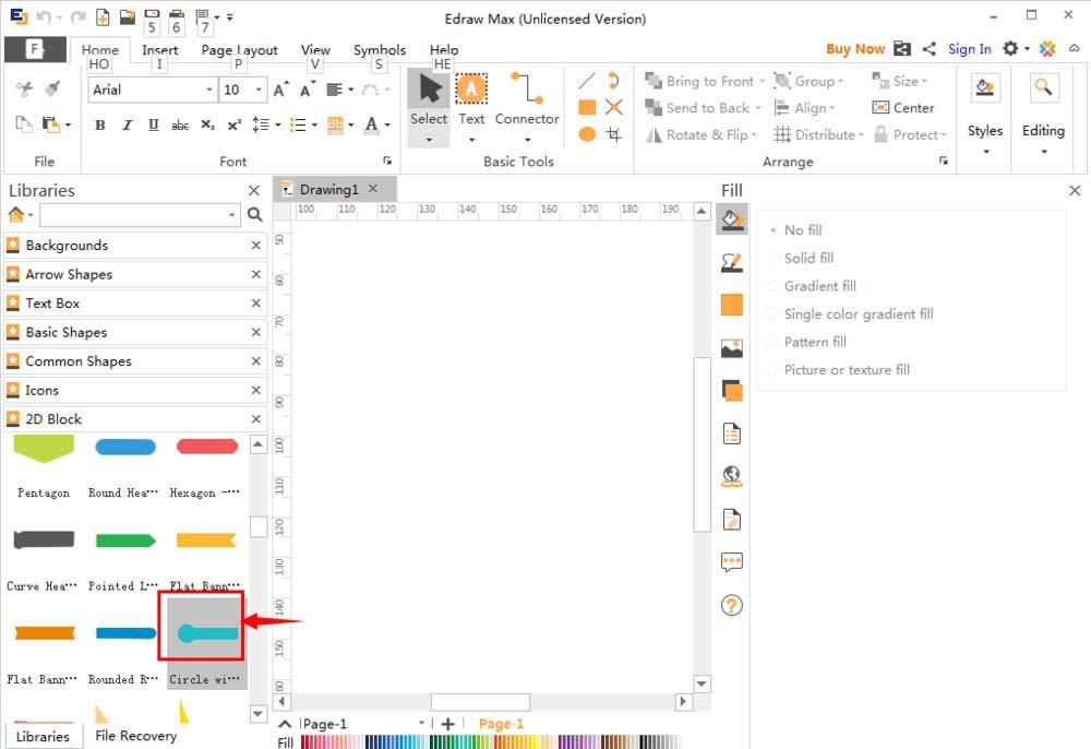 EdrawMax亿图图示怎么插入带有圆形的矩形?