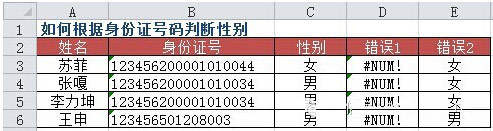 Excel如何判断身份证号码数据的第17或15位数字的奇偶性决定男女性别