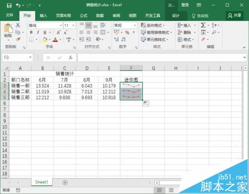 Excel2016表格数据要怎么添加迷你图