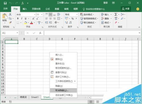 Excel2016工作表该怎么隐藏?
