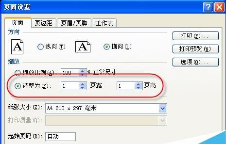 excel中怎么利用缩放功能快速设置打印页面?