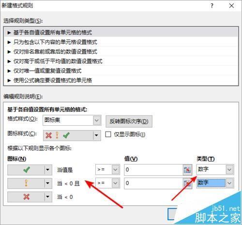 excel表格中怎么设置正数打勾负数打叉?