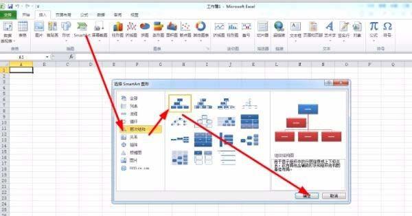 excel怎么使用smartart做图片组织结构图?