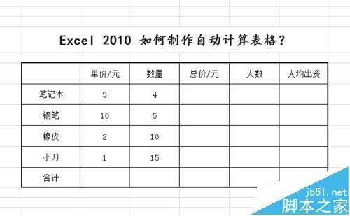 excel2010怎么制作自动计算表格?excel表格公式计算数据的教程