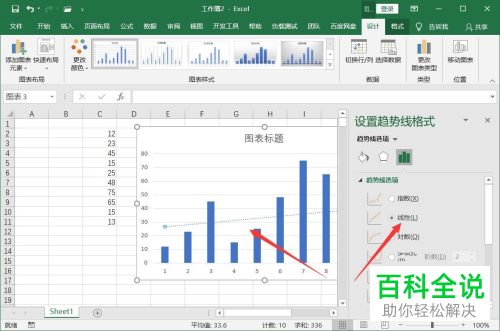 Excel如何给图表添加线性趋势线并显示公式