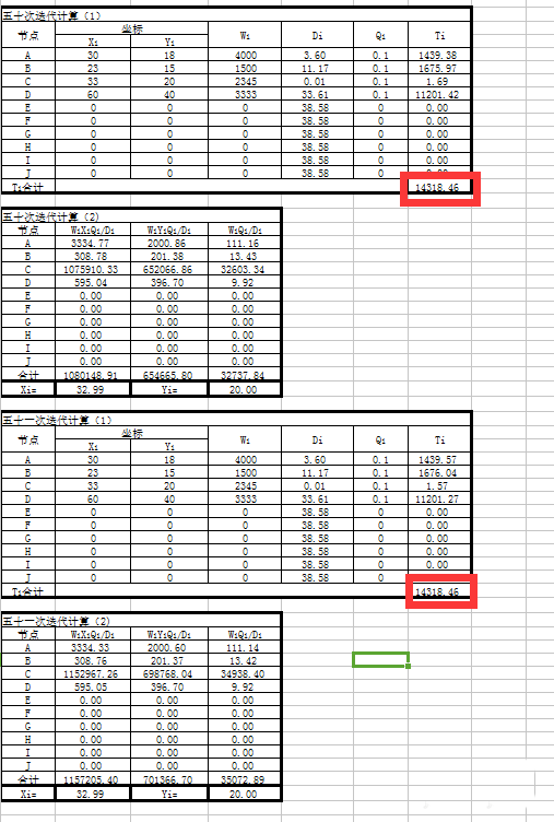 Excel重心法选址计算题的详细步骤