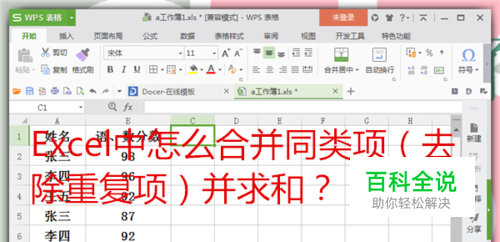 Excel中怎么合并同类项（去除重复项）并求和？