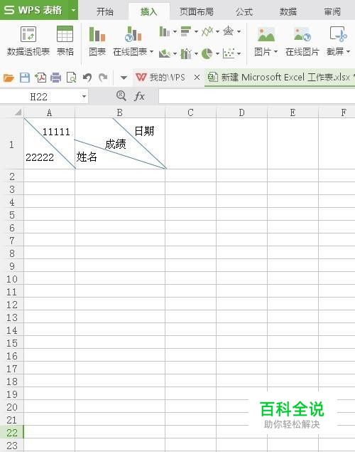 excel表格中画斜线并在斜线上打字