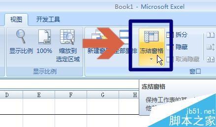 excel2007冻结表格始终显示第一行或列方法