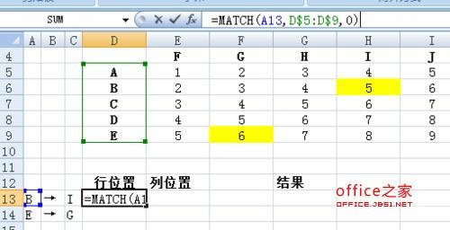 Excel2007表中如何快速查找特定行列交叉单元格