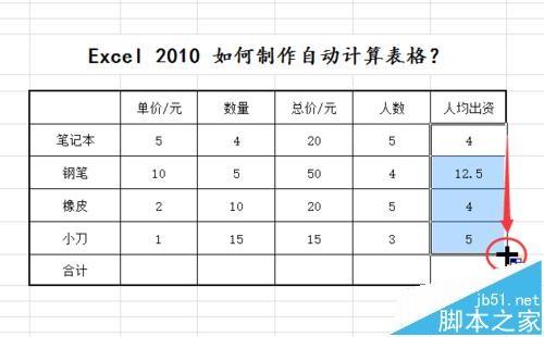 excel2010怎么制作自动计算表格?excel表格公式计算数据的教程