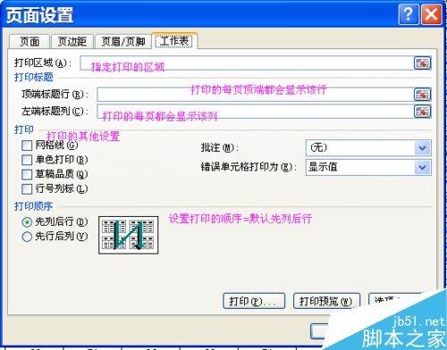 excel中每个打印设置选项是什么意思?