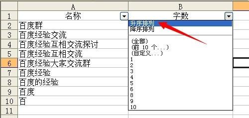 excel如何根据表格字数的数量进行排列?