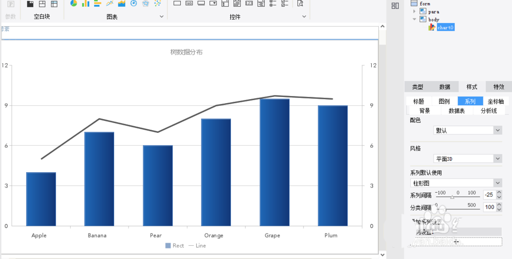 FineReport怎么制作折线图和柱状图组合图表?