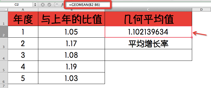 geomean函数怎么使用?实例详解excel中GEOMEAN函数用法