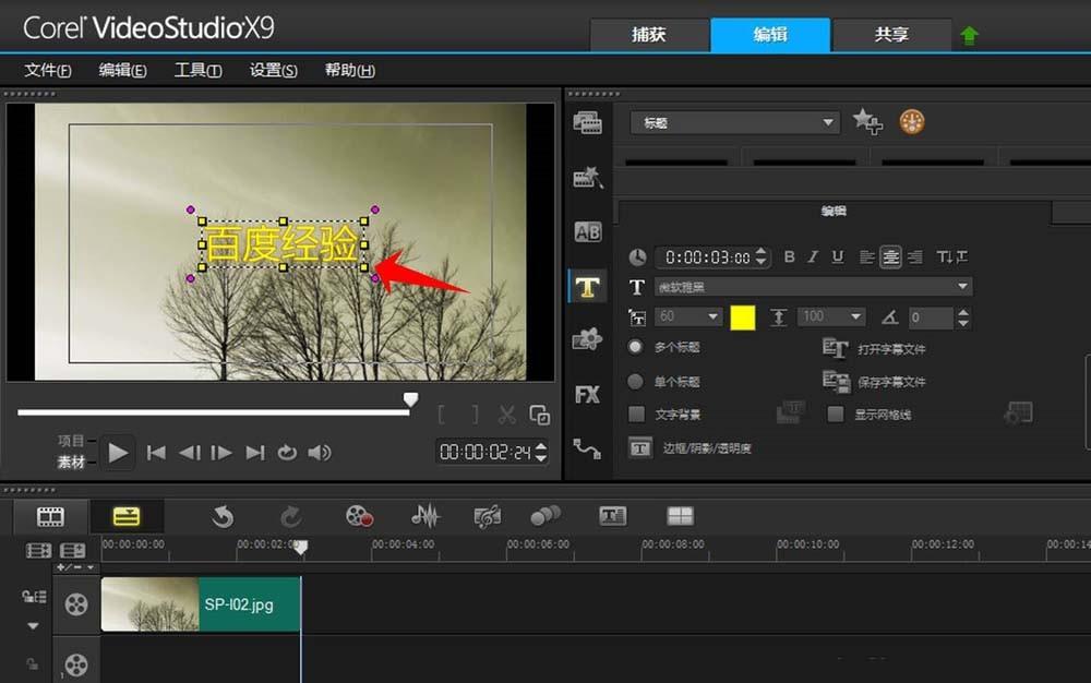 会声会影X9怎么给文字制作特效?