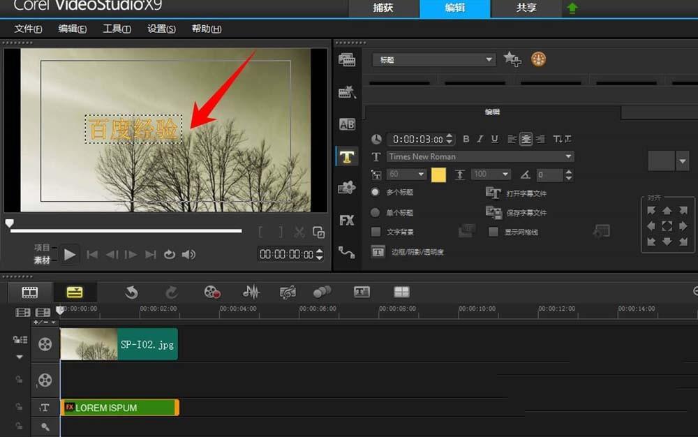 会声会影X9怎么给文字制作特效?