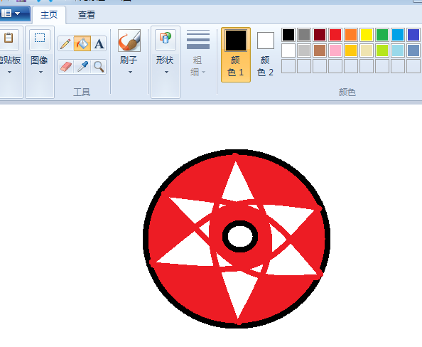 画图工具怎么手绘佐助万花筒写轮眼?