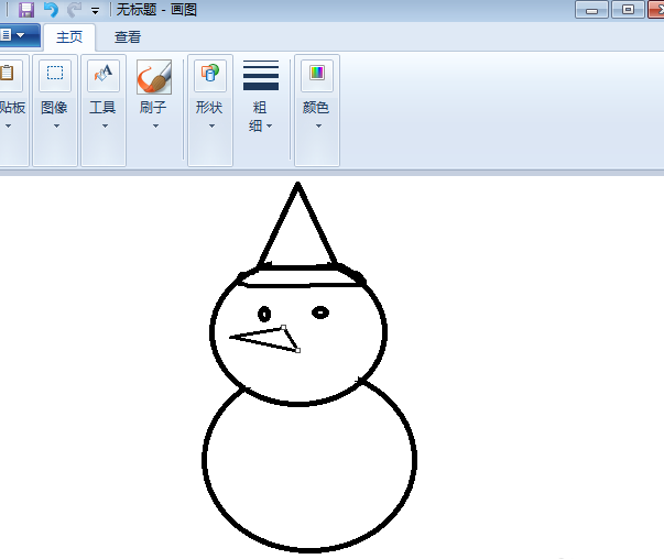画图工具怎么画简笔画效果的雪人?