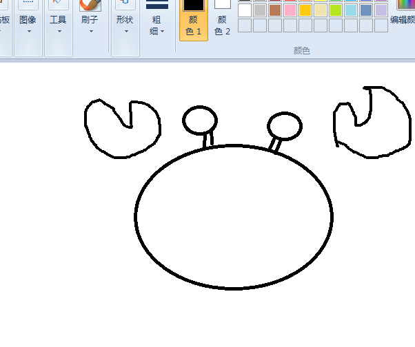 画图工具怎么画红色的螃蟹?